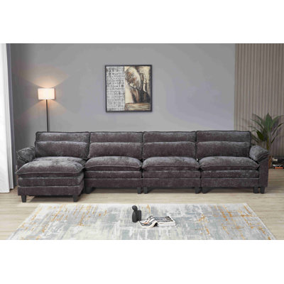 Luqi 4 Seater Modular Sectional Sofa Large L Shaped With Ottoman