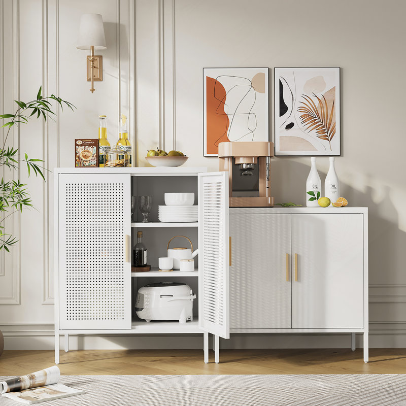 Metal Storage Cabinet With 2 Doors And 2 Adjustable Shelves, Steel Garage Storage Cabinet