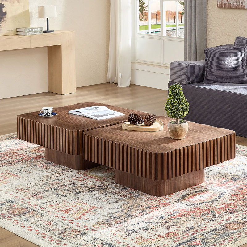 Ensemble de 2 pièces de table basse carrée 31,5 pouces Handcraft, Noyer
