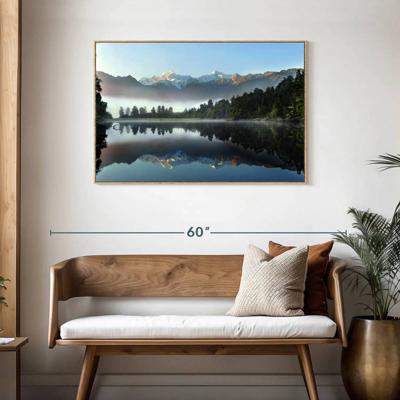 Réflexion du lac Matheson, Cadre flottant en bois naturel, 43 po x 29 po