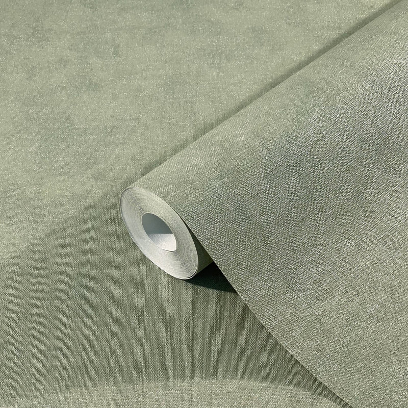 Amogh Collection Shimmery Plain Texture 10.05m x 53cm Wallpaper Roll, Green
