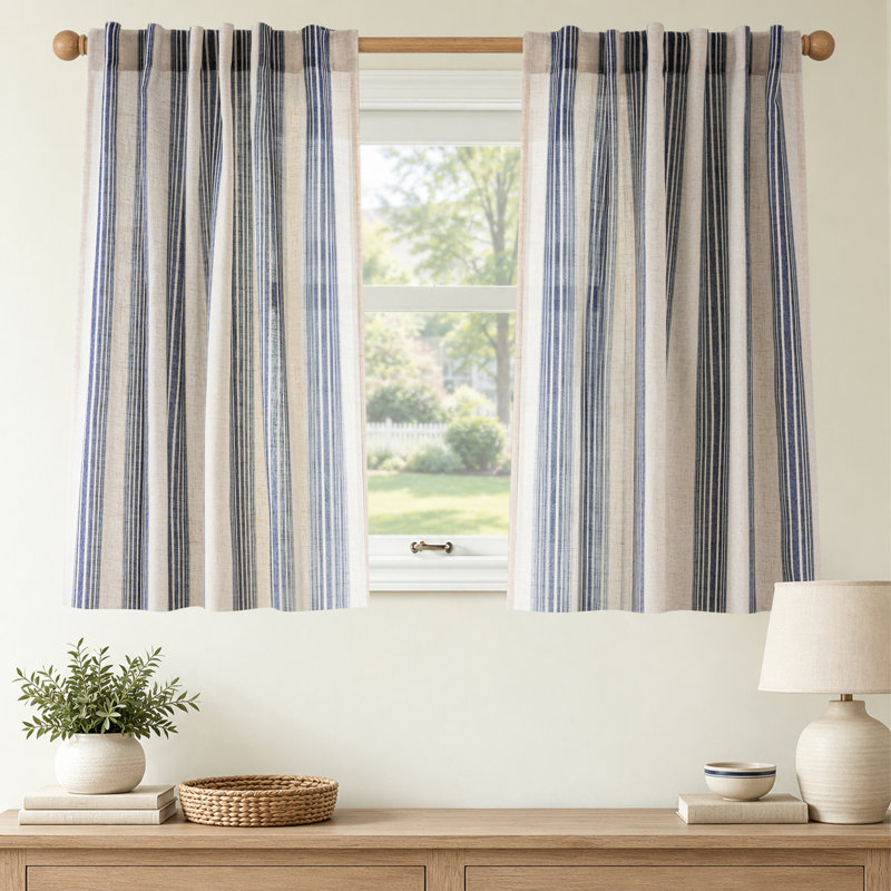 Rideaux semi-transparents avec passe-tringle Chris, Marine, L 52 po x L 36 po