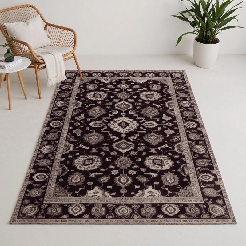 Tapis noir intérieur et extérieur Tabriz, Rectangulaire 3 pi x 5 pi