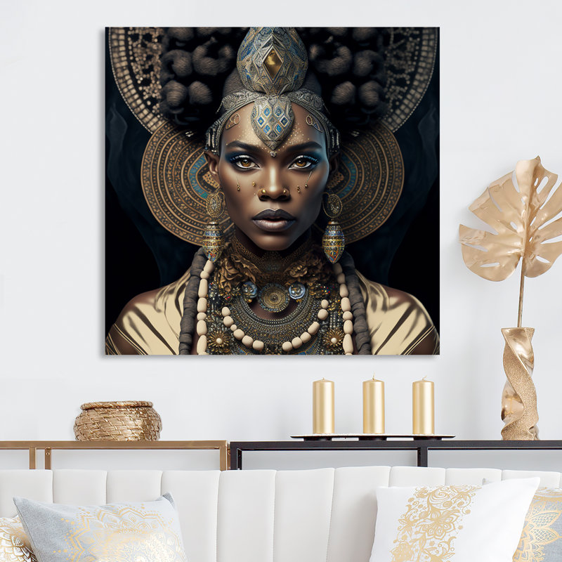 «Maspeth Tribal African Woman II», reproduction d'art sur toile encadrée, H 16 po x l 16 po, Toile tendue, Sans cadre