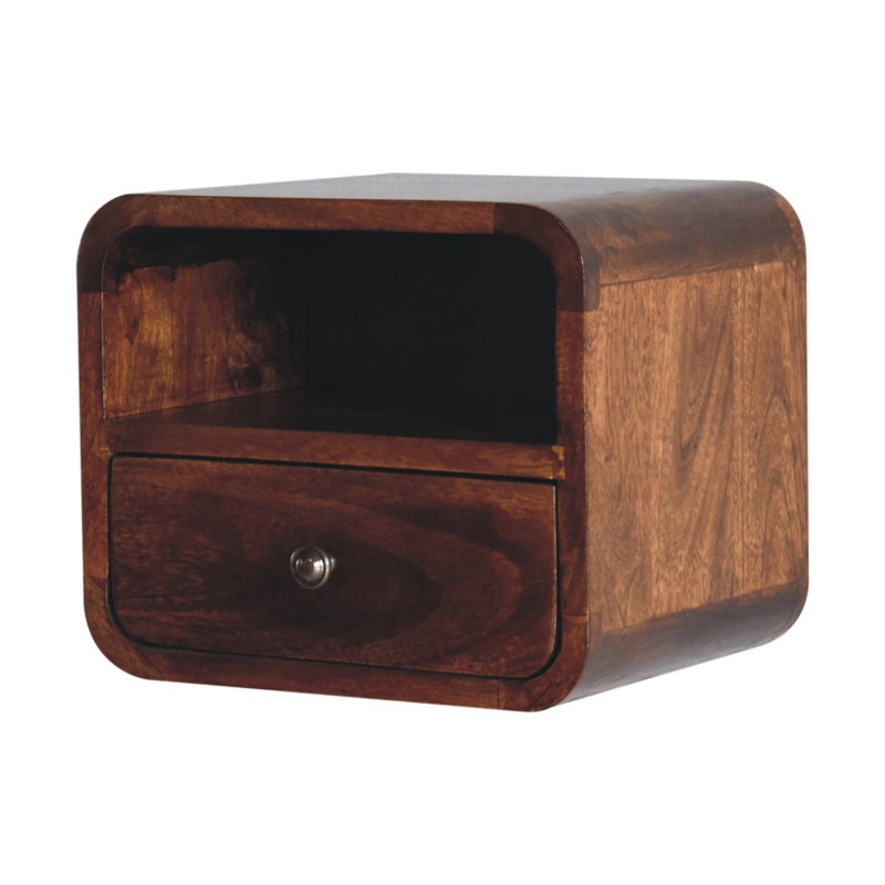 Dormington 30cm W Solid Wood Bedside Table, Chesnut