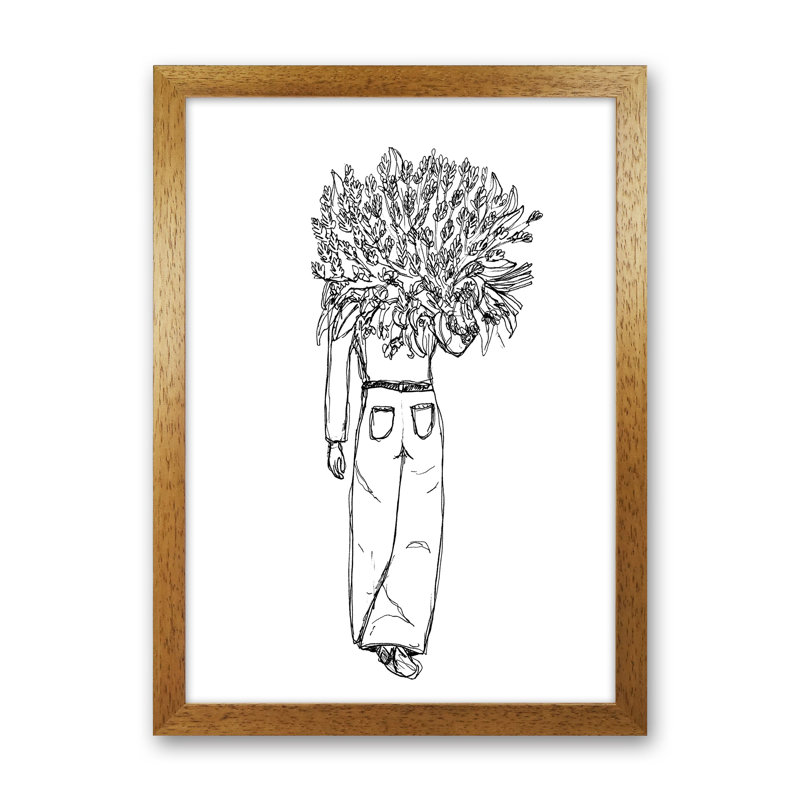 Flower Woman by Carissa Tanton - Print, 34cm H x 25cm W x 3cm D, Oak Framed