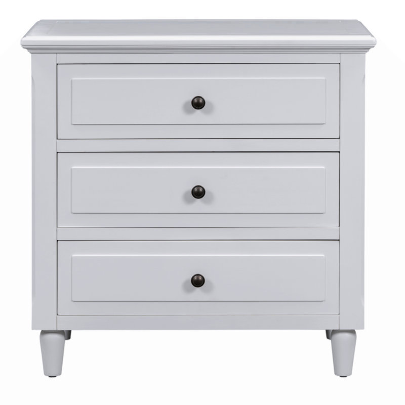 Hafner 3-Drawer Nightstand Storage Wood Cabinet, White