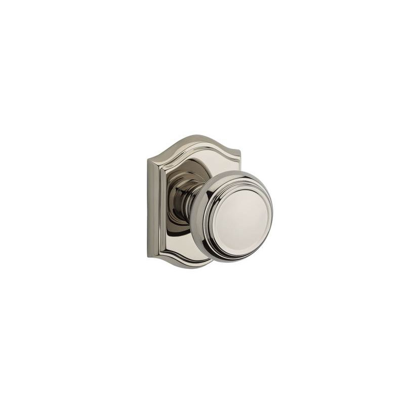 Traditional Passage Door Knob with Traditional Arch Rose, Polished Nickel