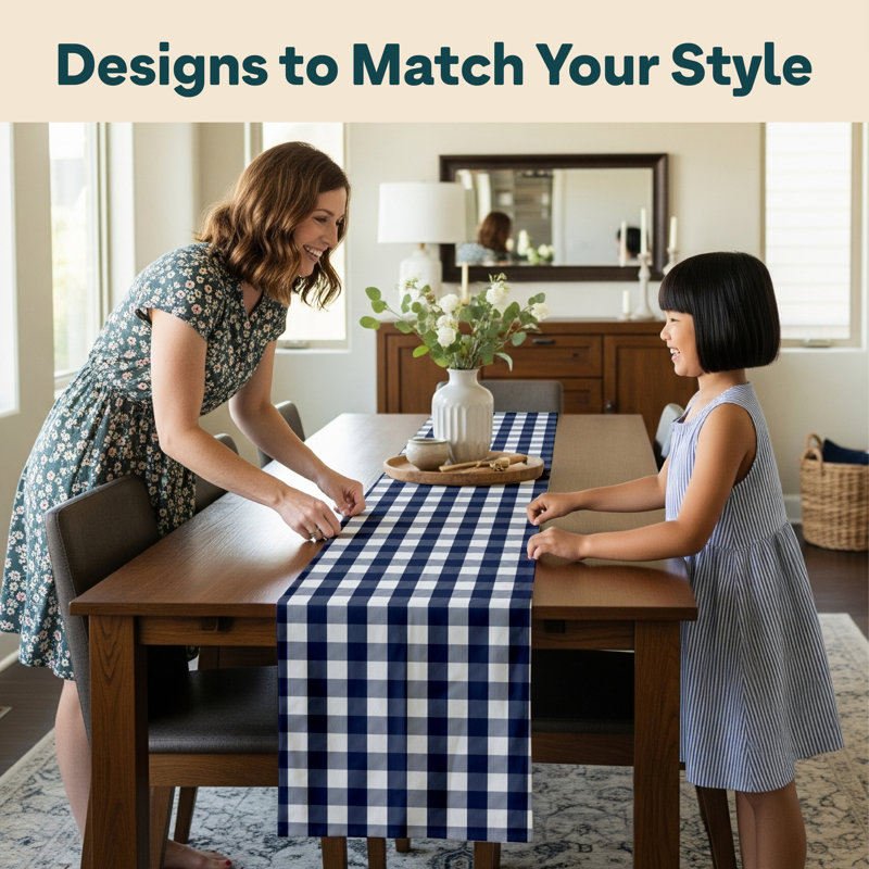 Ines Picnic Check Milliken Signature Table Runner, 72" L x 12" W, Red