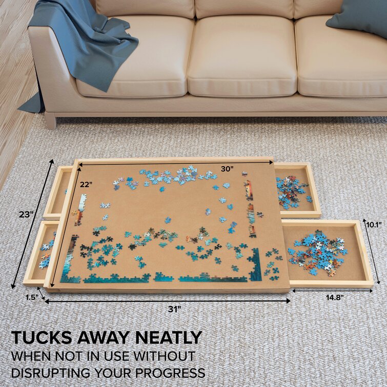 Plateau de puzzle Jumbl 1000 pièces, Table de puzzle en bois de 23 po x 31  po avec 4 tiroirs de rangement et de tri amovibles