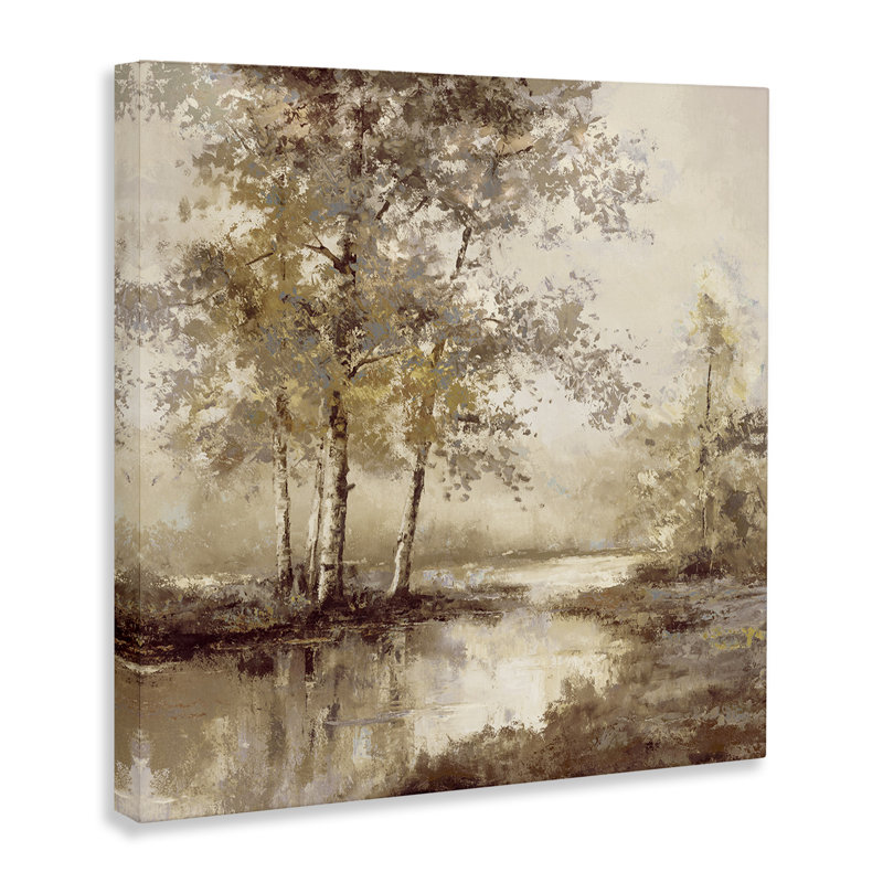 "Forest Stream in sépia", art mural par T.C. Chiu, H 17 po x l 17 po