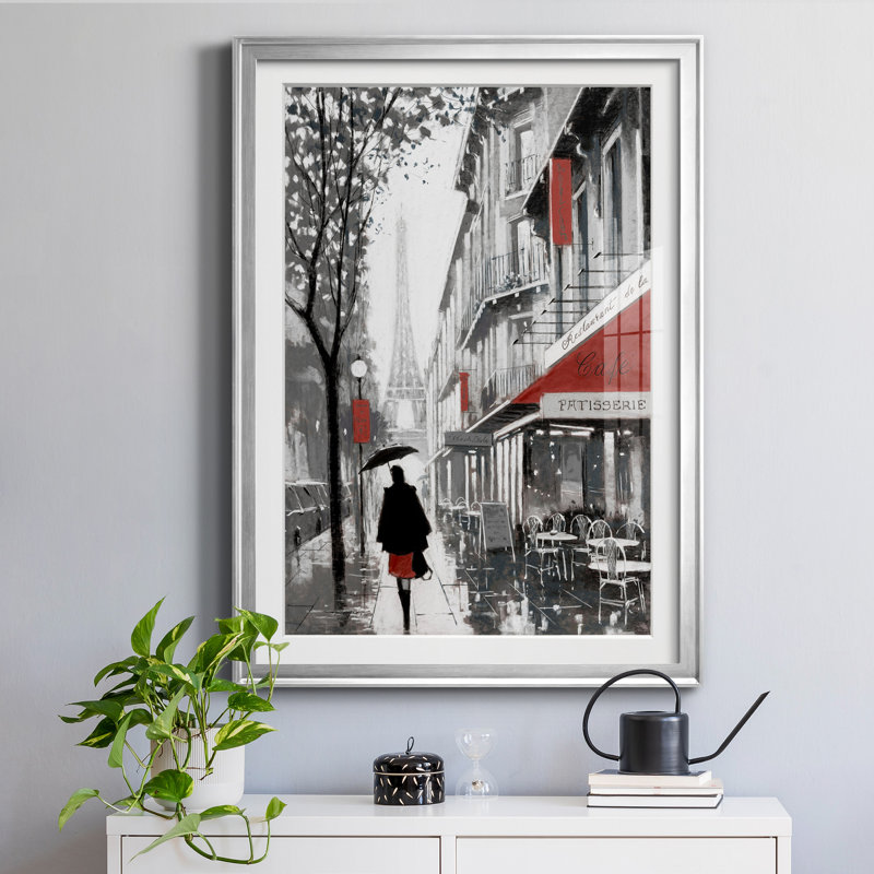 «Rainy Paris I» par E. Anthony Orme - reproduction d'art sur papier encadrée, Encadrement argenté