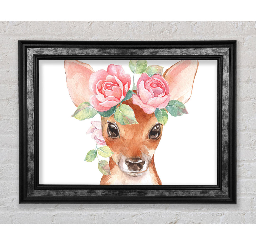 Water Colour Floral Deer - Einzelner Bilderrahmen Kunstdrucke