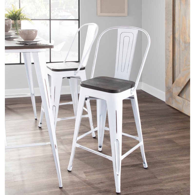 Tabouret de bar 24 po Christie, Blanc cassé et espresso