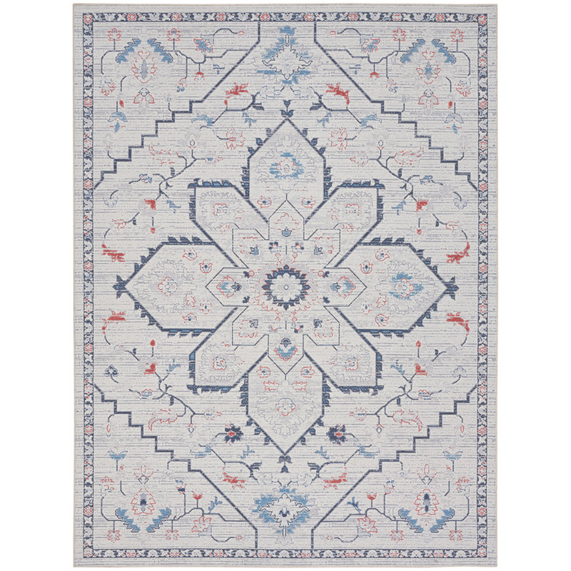 Oriental Machine Washable Area Rug in Gray, Rectangle 9'2" x 12'