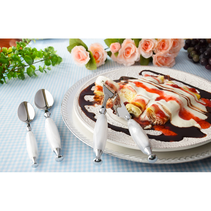Country 5 - Piece Stainless Steel Flatware Set - Service for 1, White