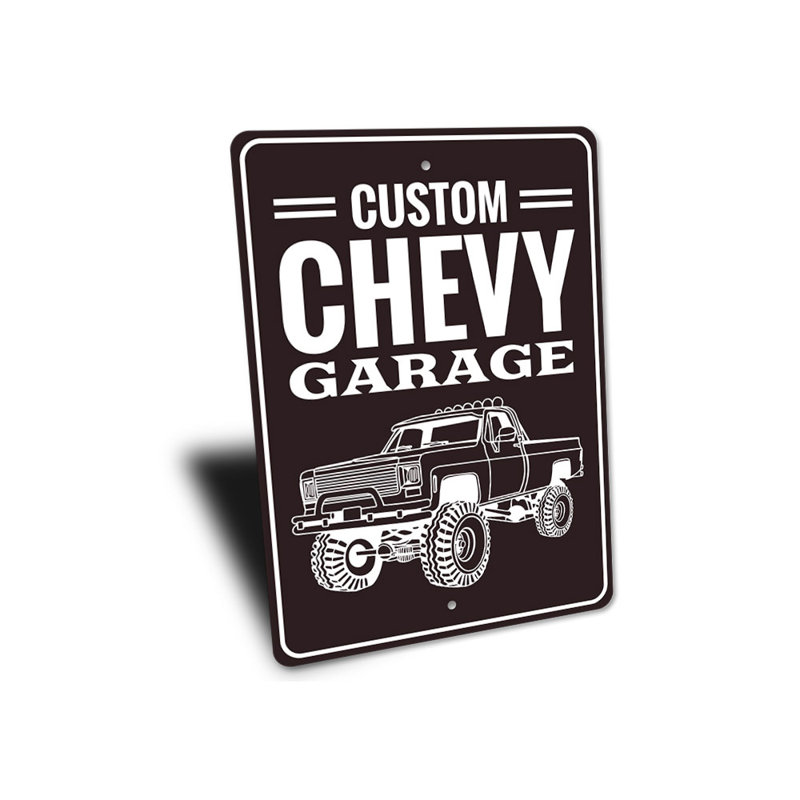 Enseigne personnalisée en aluminium pour garage Chevy, H 14 po x l 10 po x P 0,04 po