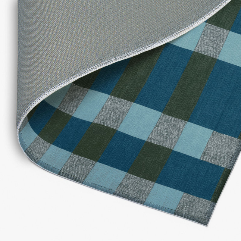 Tapis d'intérieur et d'extérieur à carreaux bleu, Rectangulaire 2 pi x 3 pi