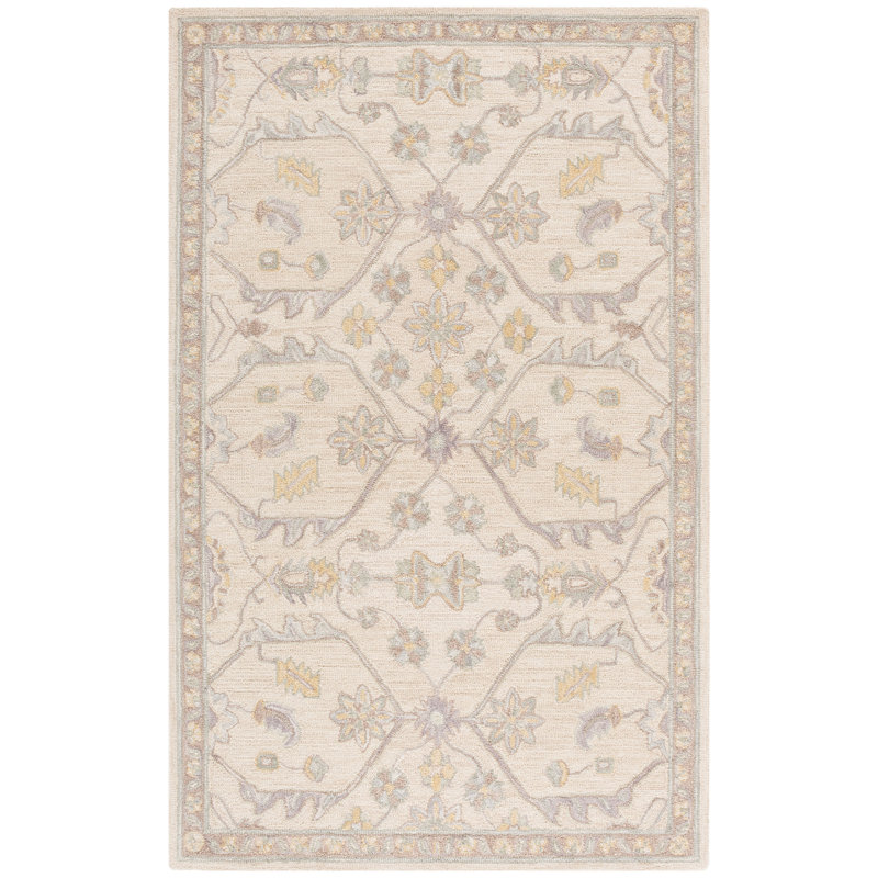 Blossom Hand Tufted Wool Moroccan Indoor Rug, Rectangle 5' x 8'