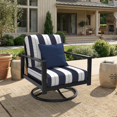 Chaise berçante d'extérieur en métal avec coussin Sunbrella® Townsend