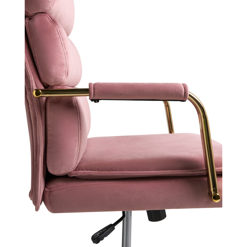 Canora Grey Velvet Office Chair, Pink