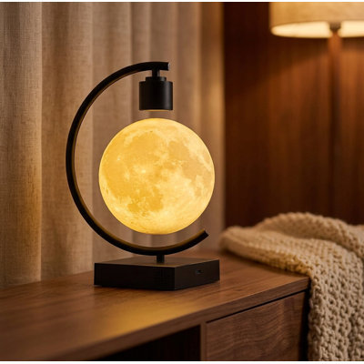 Magnetic Levitating Moon Lamp, Magnetic Levitating Moon Lamp with Type C USB Fast Charger for phone Galaxy Smart Watch Floating 3D Moon Magnet Planet Globe LED Night Light