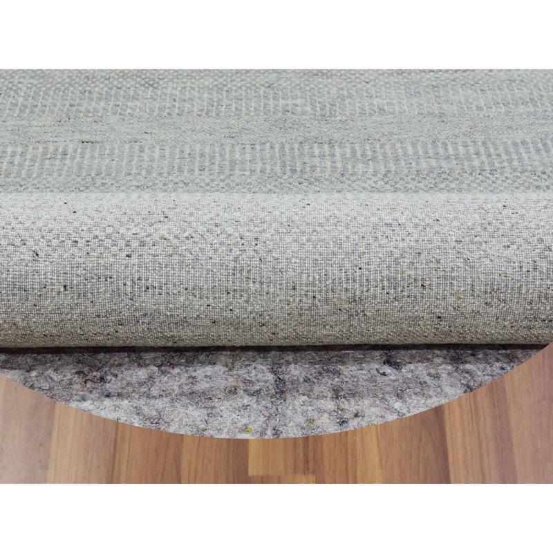Tapis rond gris en laine noué à la main 11 pi x 11 pi B5A5A2049BD64A26A459F21336D90AC5