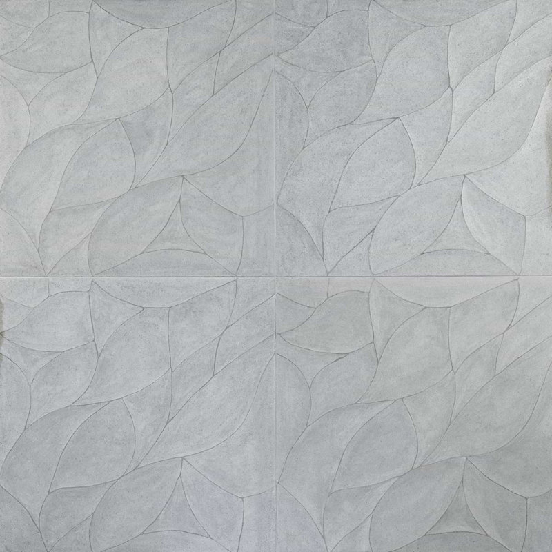 Thalia 18x18 3D Carved Rosette Honed Limestone Tile, Blue Gray