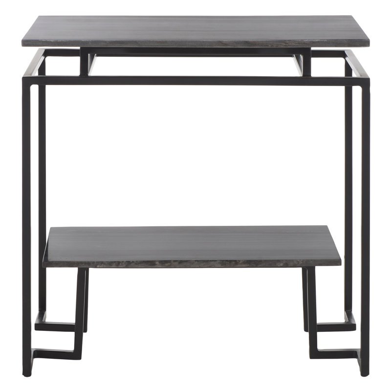 Attley Marble Top End Table, Monsoon Black
