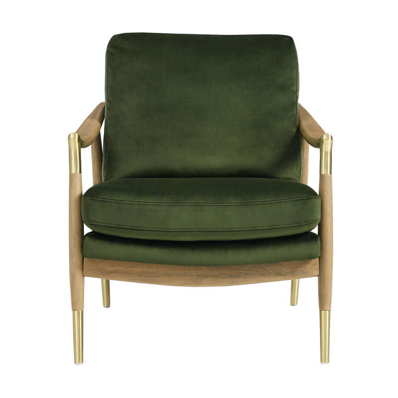 Fauteuil Langford, Velours noyer vert mousse