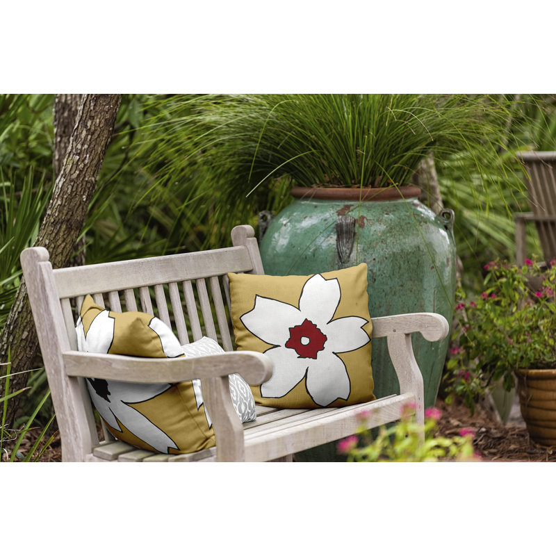 Floral Outdoor Reversible Throw Pillow, 20" H x 20" W x 1" D, Emperor / Buddha