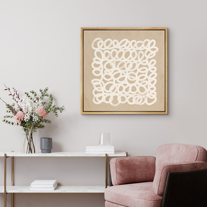 «Abstract Lines Tan Modern Neutral Contemporary», H 16 po x l 16 po, Naturel