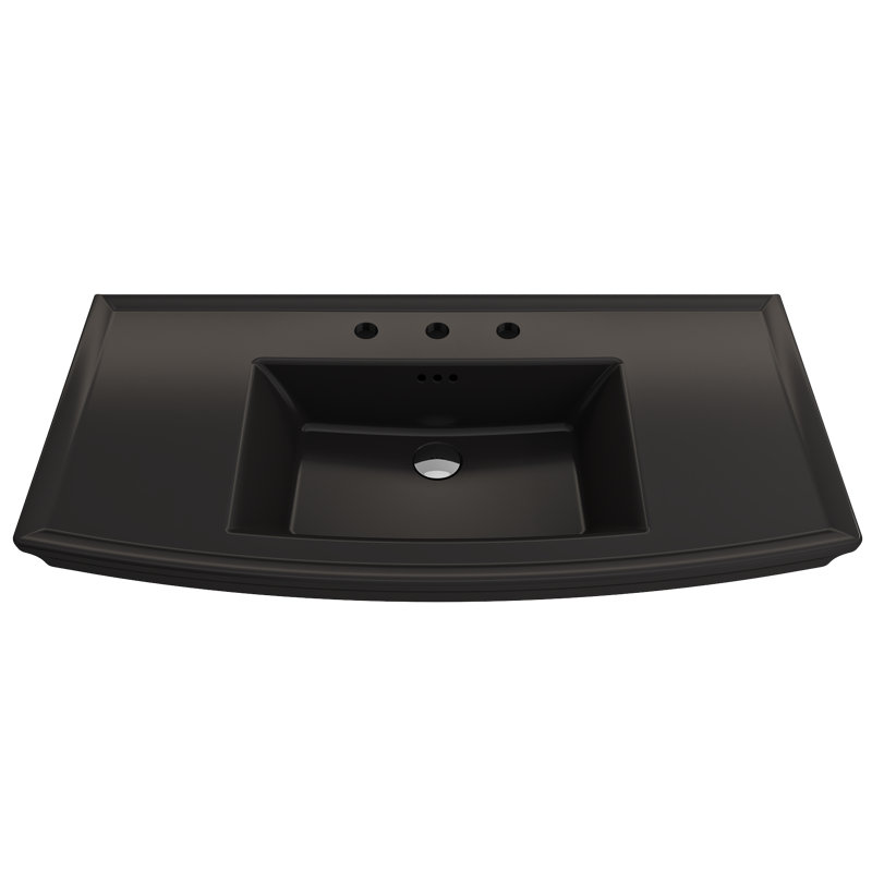 BOCCHI Lavita 19.69'' Fireclay Rectangular Bathroom Sink with Overflow, Matte Black