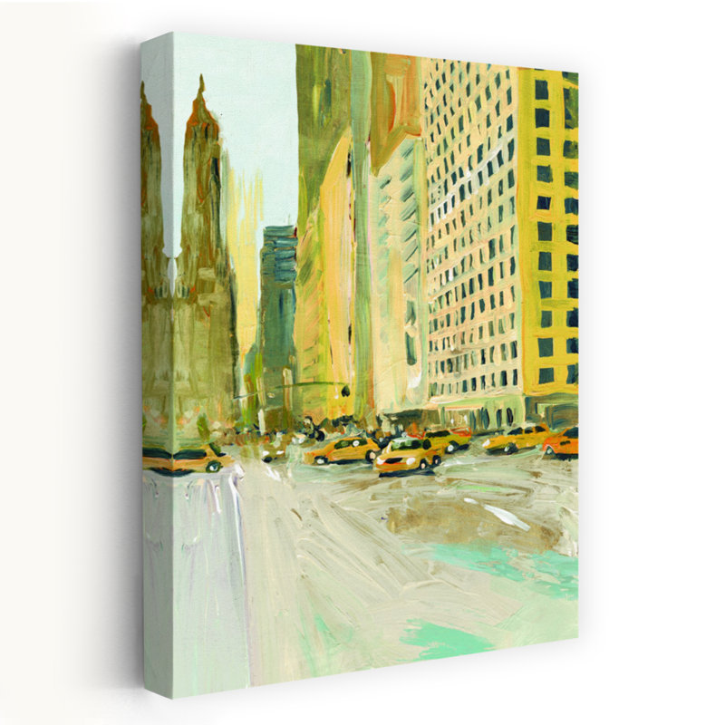 «Early Manhattan Modern Gold Cityscape», art, H 36 po x l 24 po