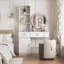 Bureau à cheveux blanc moderne et simple, rangement multicouche, grand espace de rangement