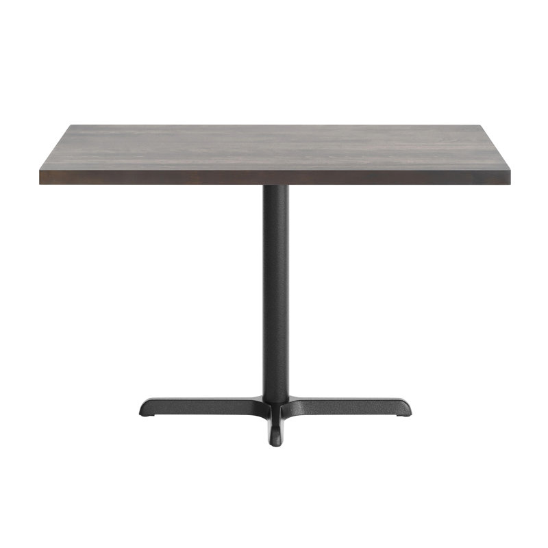 Plateau de table rectangulaire en bois massif avec base en X, H 29,5 po x L 48 po x l 30 po, Bois brun foncé, Noir