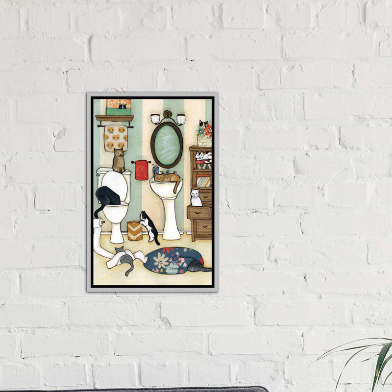 The Big Black Cat» par Jamie Morath-impression d’art graphique, H 26 po x l 18 po x P 1,5 po, Toile avec cadre argenté
