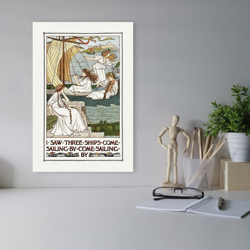 Three Ships Sailing Carol Classic Dreamy Peaceful Wall Art Print 1 Piece Wrapped Canvas Wall Art, 45.72cm H x 30.48cm W