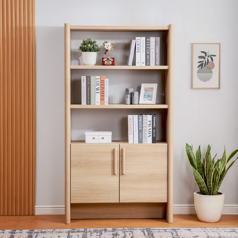 72"H x 39.5"W Erwin 3-Tier Bookshelf with 2 Doors