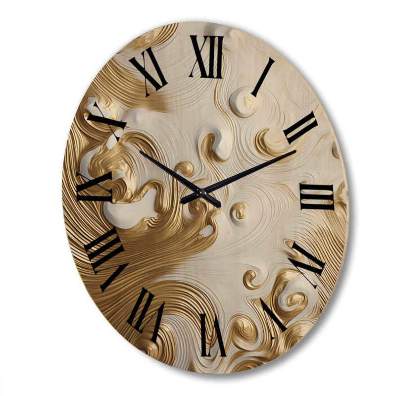Horloge murale en bois massif Ellenor, Très grand