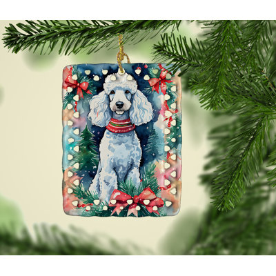 Ornement en porcelaine de Noël caniche