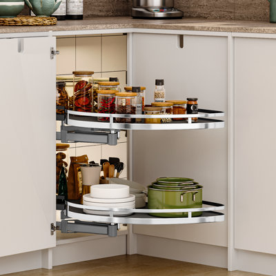 Balconera Swing Left Blind Corner Kitchen Cabinet Pull Out Organizer For 36", 2 Tier Swing Tray Soft Close Blind Organizer
