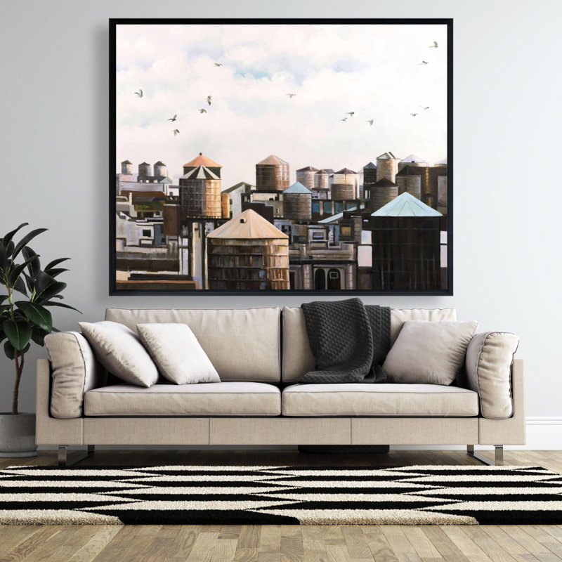 "Tours d'eau avec oiseaux" sur toile
