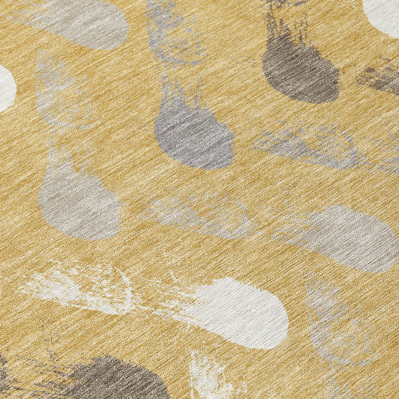 Machine Washable Indoor/Outdoor Chantille ACN2900 Geometric Rug, 1'8" x 2'6", Gold