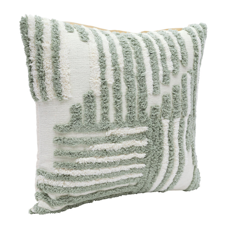 Coussin décoratif 22 "en coton avec texture, Vert sauge, Polyester
