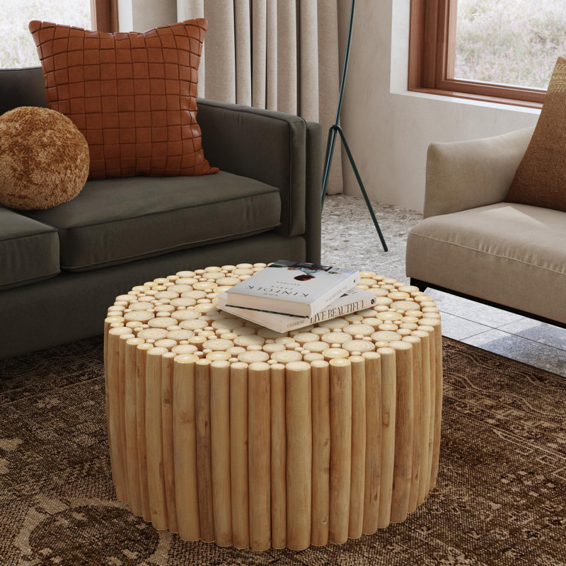 Loflin Solid Wood Drum Table, Brown