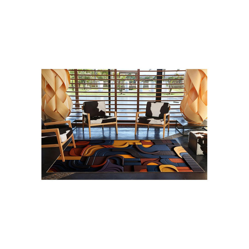 Tapis tissé à motif multicolore lavable, Tapis de couloir 4 pi 11 po x 9 pi 10 po inclus