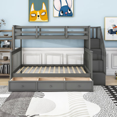 Gerimiah Kids Twin Over Full Bunk Bed with Drawers