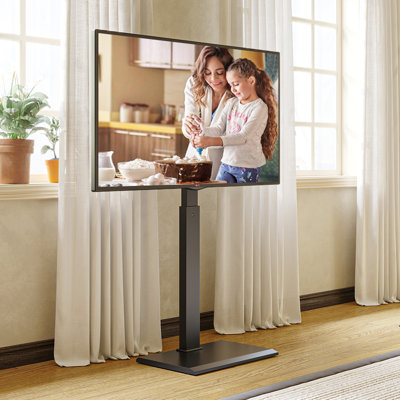Pavillion Universal Swivel Floor TV Stand TV Mount with Iron Base for 32 to 75 Inch Screens, Height Adjustment and Holds up to 88Lbs