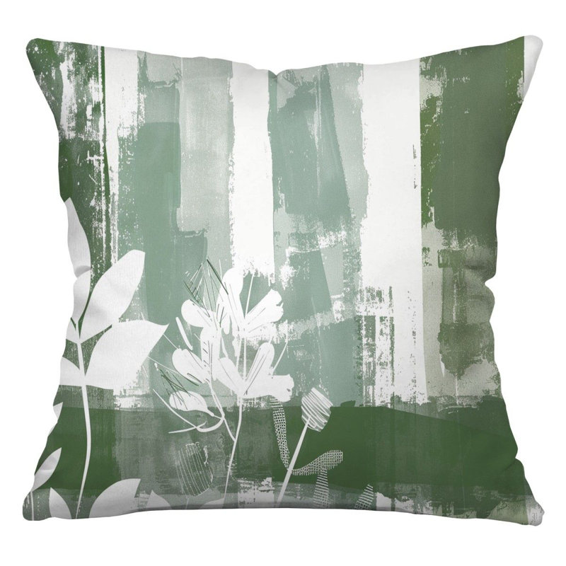 Botanical Cool Pattern Cotton Blend Reversible Throw Pillow, 18"H x 18"W